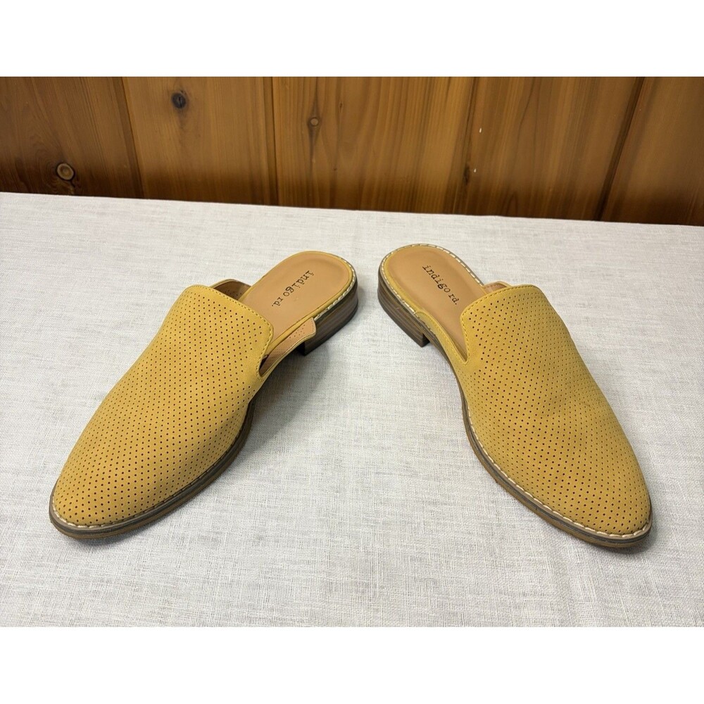 Indigo Rd. Women's Hayze Mules Mustard Yellow Size 9M Slip On Comfort Shoe EUC